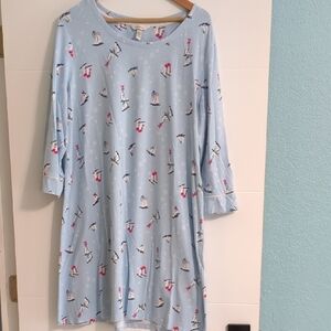 Soma Sky Blue Nightgown Snowflake Print Sz XL